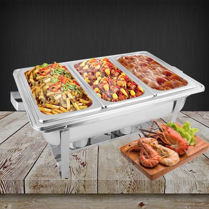 SOGA 3L Triple Tray Stainless Steel Chafing Food Warmer Catering Dish - Buy now from Celebration Warehouse