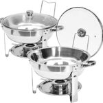 Round Chafing Dish Buffet Set 4.5L Food Pan with Glass Lid - Buy now from Celebration Warehouse