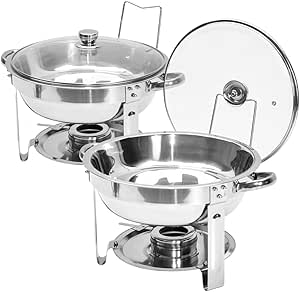 Round Chafing Dish Buffet Set 4.5L Food Pan with Glass Lid - Buy now from Celebration Warehouse