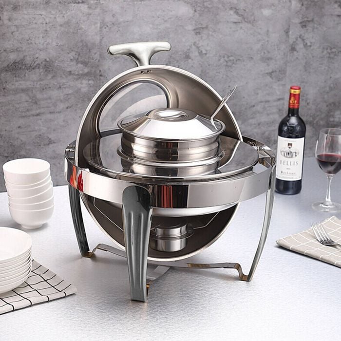 SOGA 6.5L Stainless Steel Round Soup Tureen Bowl Station Roll Top Buffet Chafing Dish Catering Chafer Food Warmer Server - Buy now from Celebration Warehouse