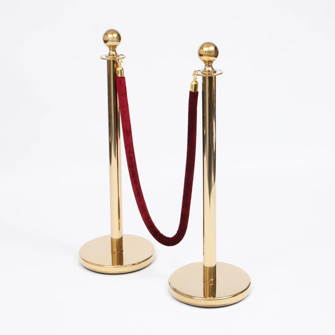Bollard Velvet Rope - Burgundy (Gold Clips) - Buy now from Celebration Warehouse