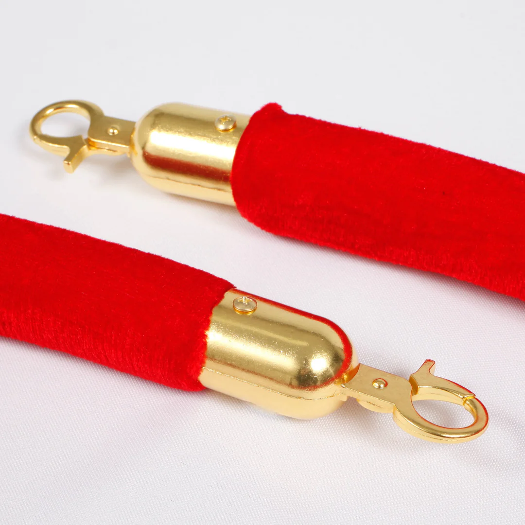 Bollard Velvet Rope - Red (Gold Clips) - Buy now from Celebration Warehouse