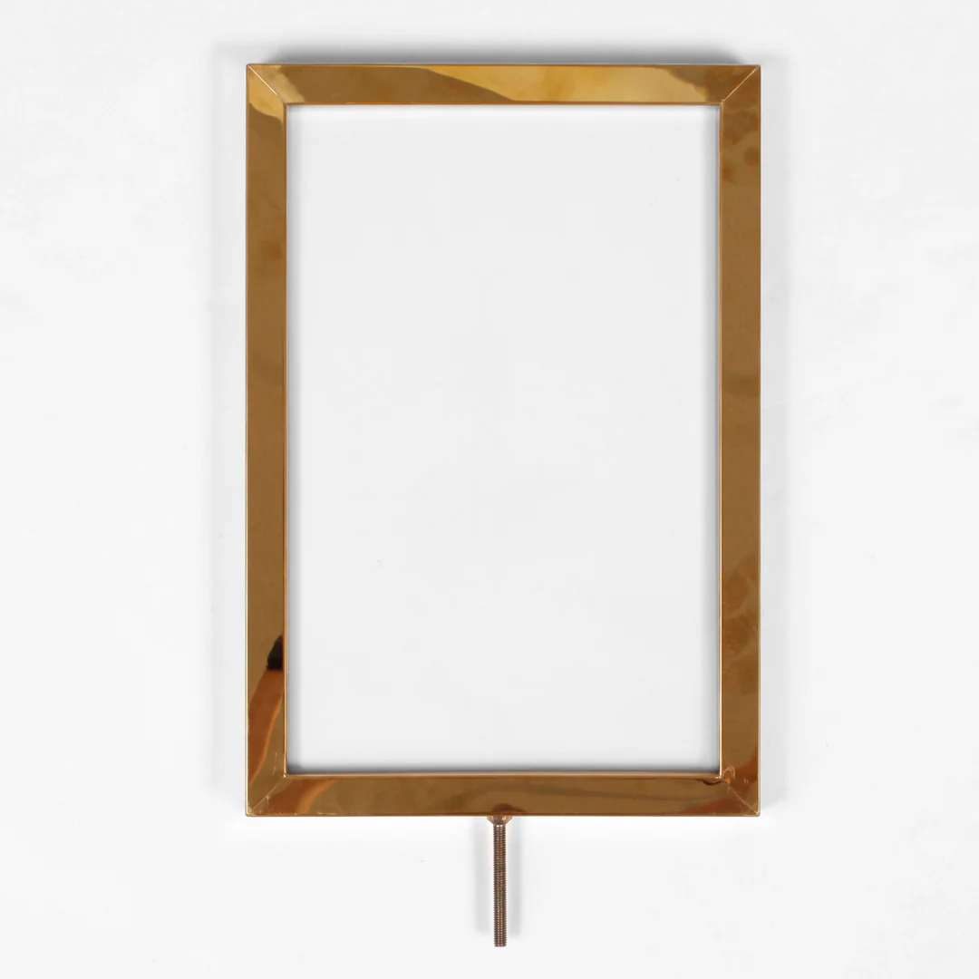 Bollard / Stanchion Sign Holder - Gold (A4) with bollard - Buy now from Celebration Warehouse