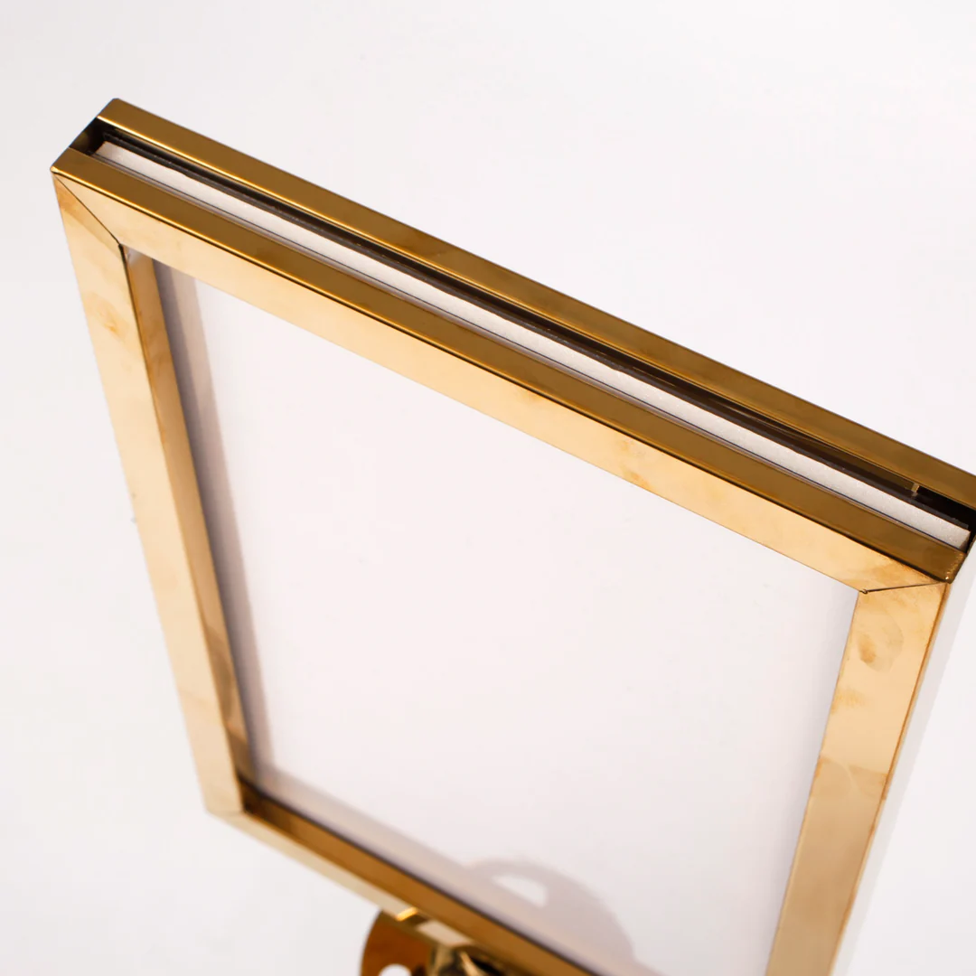 Bollard / Stanchion Sign Holder - Gold (A4) with bollard - Buy now from Celebration Warehouse