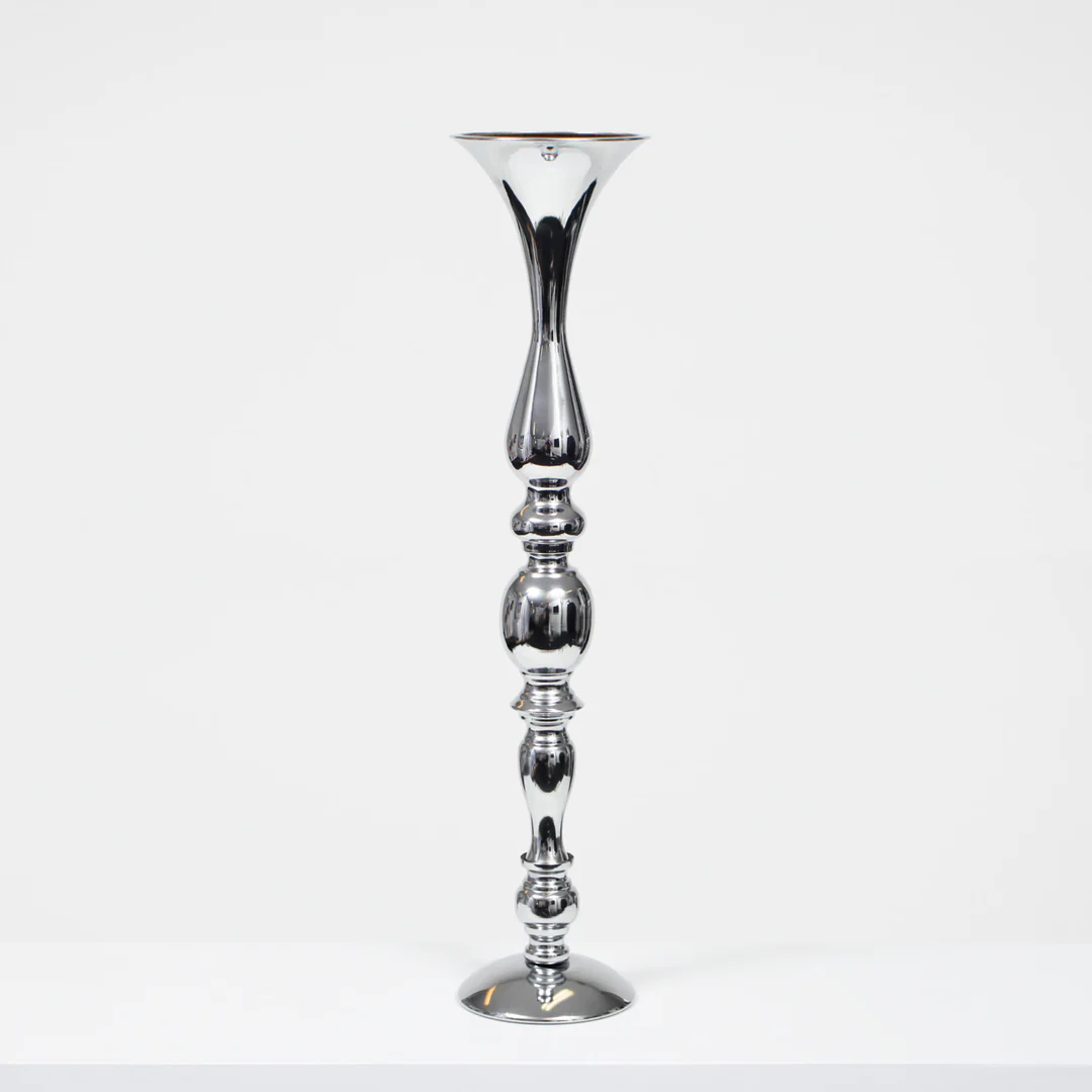 Silver Candlestick Pedestal Candelabra and Centrepiece Vase - 58cm Tall - Buy now from Celebration Warehouse