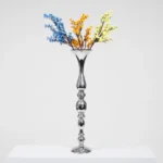 Silver Candlestick Pedestal Candelabra and Centrepiece Vase - 58cm Tall - Buy now from Celebration Warehouse