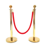2 Premium Gold Bollard / Stanchion & Velvet Red Rope - Buy now from Celebration Warehouse