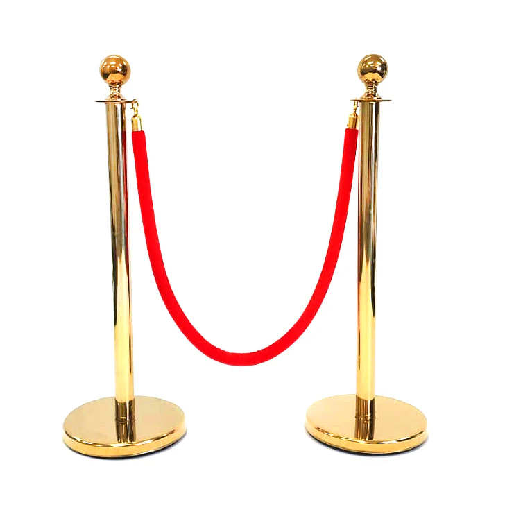 2 Premium Gold Bollard / Stanchion & Velvet Red Rope - Buy now from Celebration Warehouse