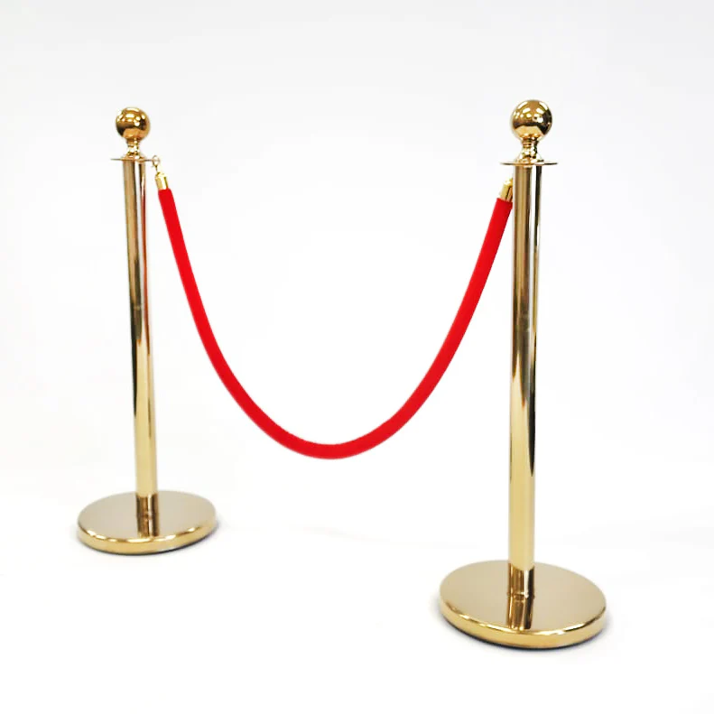 2 Premium Gold Bollard / Stanchion & Velvet Red Rope - Buy now from Celebration Warehouse