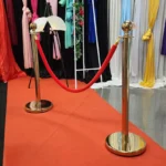 2 Premium Gold Bollard / Stanchion & Velvet Red Rope - Buy now from Celebration Warehouse