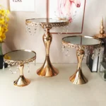 Rose Gold Cake Stands Vintage Beads 3 Piece Set - Buy now from Celebration Warehouse
