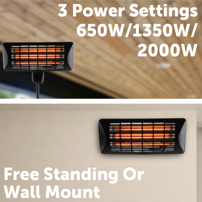 Jumbuck 2000W Black Matte Radiant Patio Heater - Buy now from Celebration Warehouse