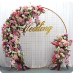 Gold Round Hoop with Arch Mesh Backdrop - Buy now from Celebration Warehouse