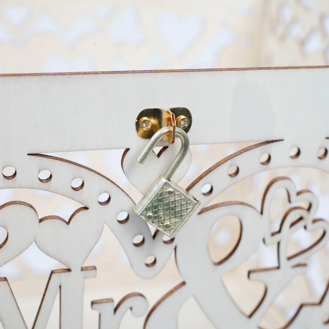 Wishing Well Wedding Card Box - Mr & Mrs Hearts - Buy now from Celebration Warehouse
