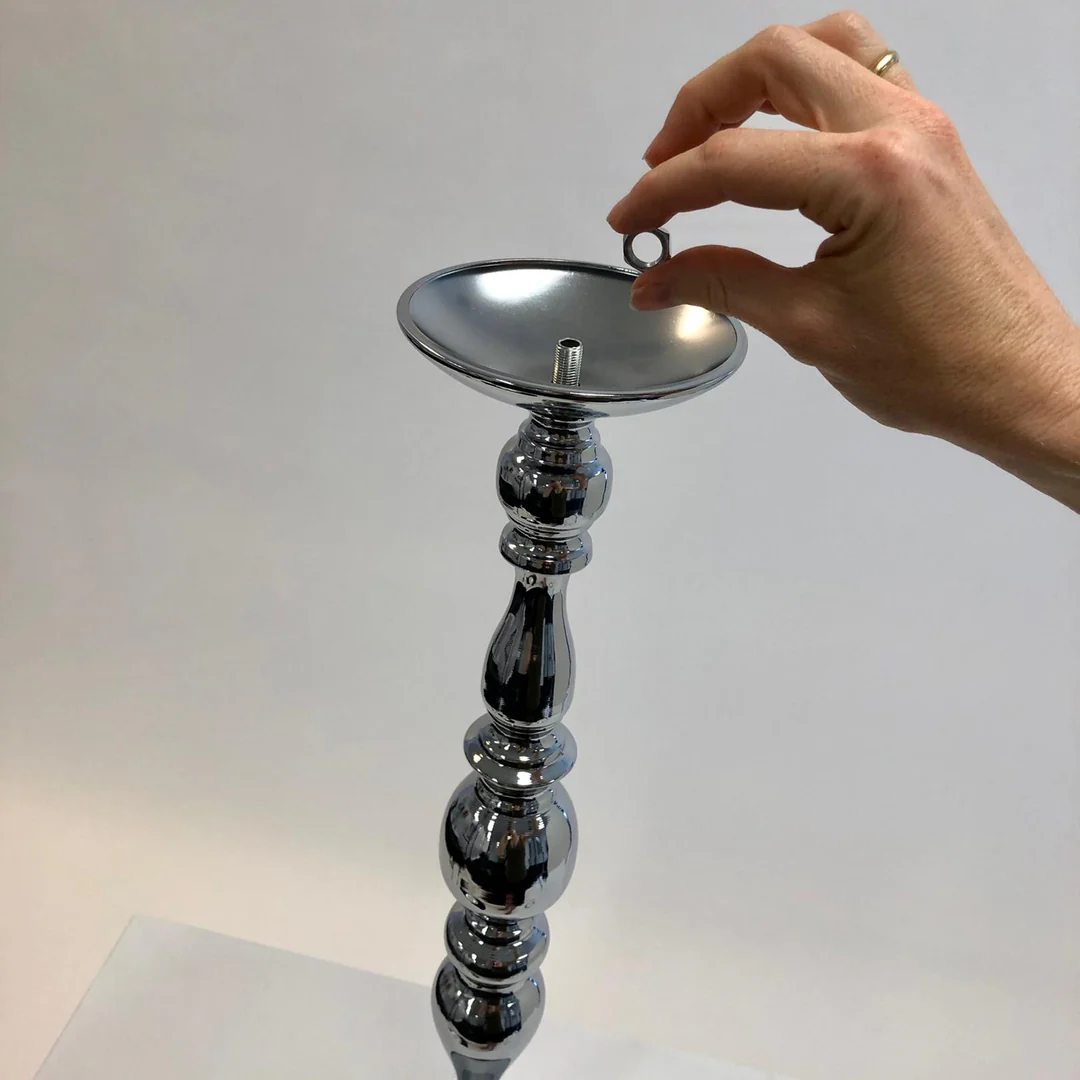 Silver Candlestick Pedestal Candelabra and Centrepiece Vase - 58cm Tall - Buy now from Celebration Warehouse