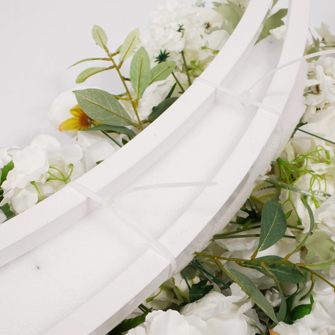 Crescent Arch 2 Piece Flower Frame Package - White - Buy now from Celebration Warehouse