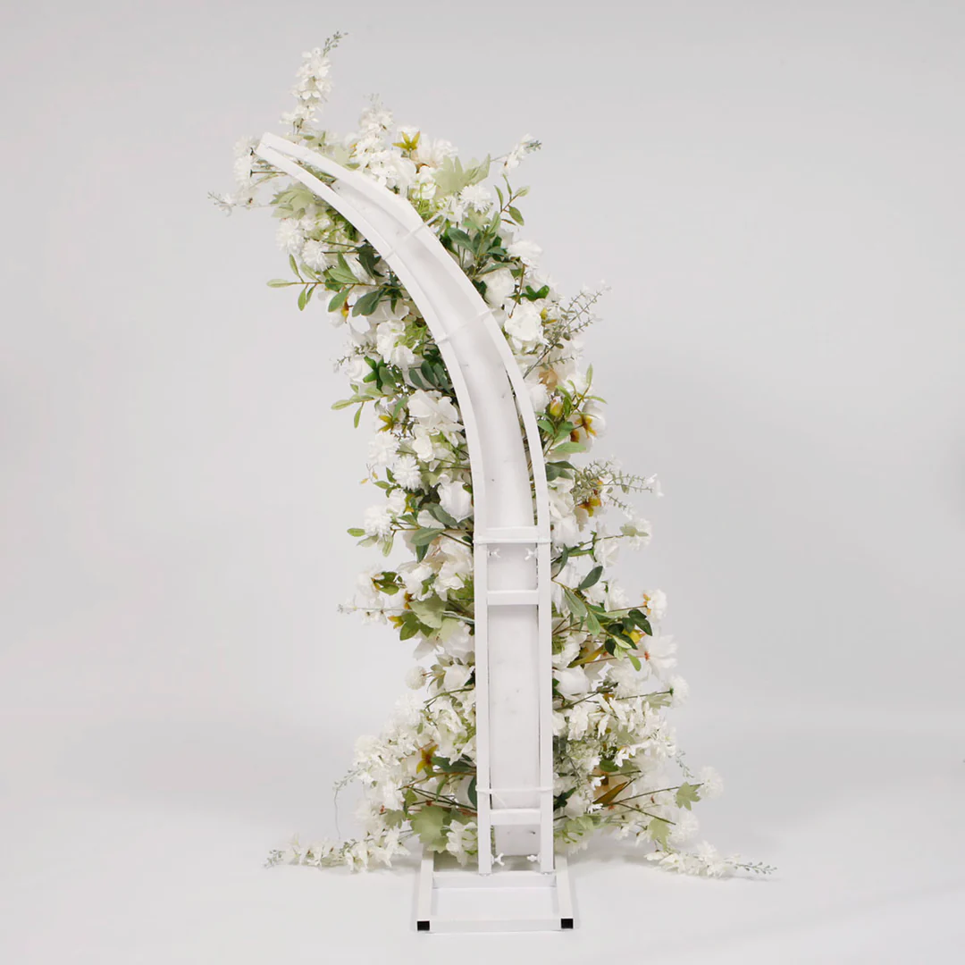 Crescent Arch 2 Piece Flower Frame Package - White - Buy now from Celebration Warehouse