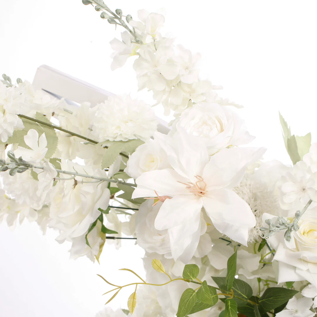 Crescent Arch 2 Piece Flower Frame Package - White - Buy now from Celebration Warehouse