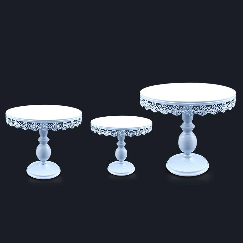 White Cake Stands Vintage Lace 3 Piece Set - Buy now from Celebration Warehouse