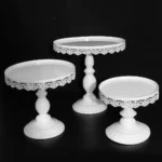 White Cake Stands Vintage Lace 3 Piece Set - Buy now from Celebration Warehouse