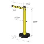 Barrier Posts - Yellow with Black and yellow belt - Buy now from Celebration Warehouse