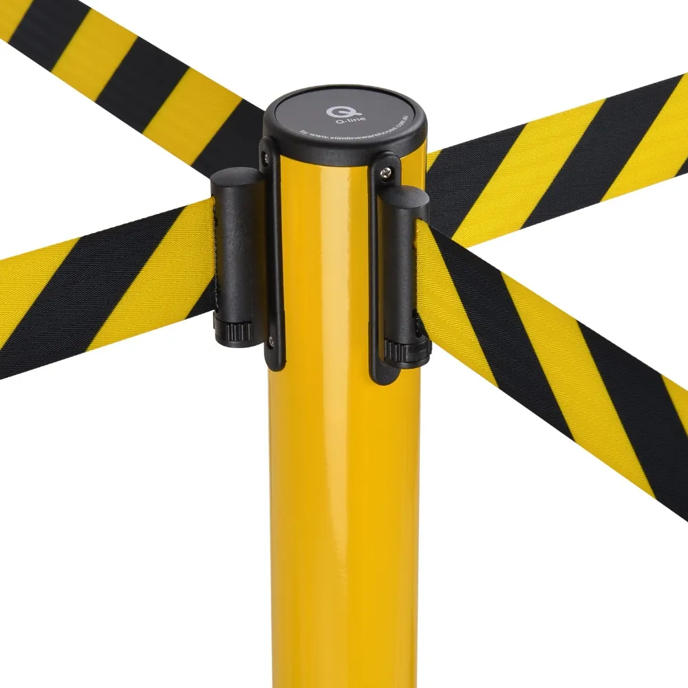 Barrier Posts - Yellow with Black and yellow belt - Buy now from Celebration Warehouse