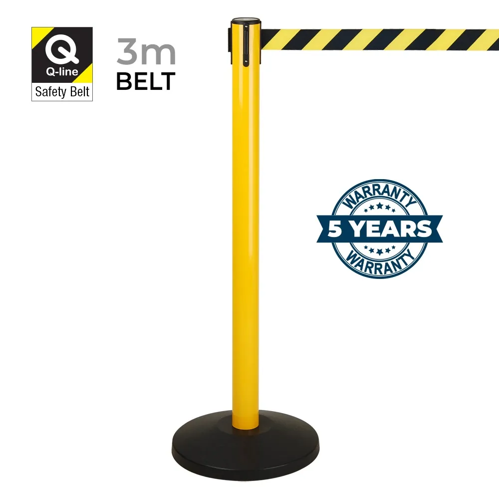 Barrier Posts - Yellow with Black and yellow belt - Buy now from Celebration Warehouse